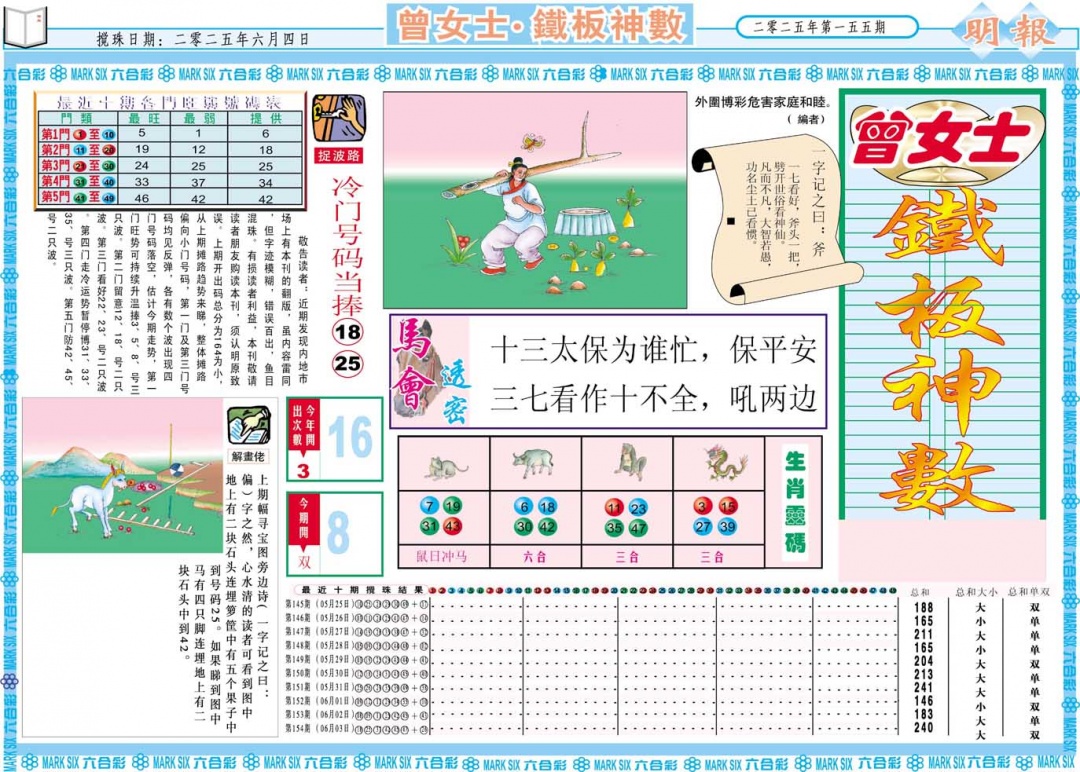 155期曾女士铁板神数A[图]