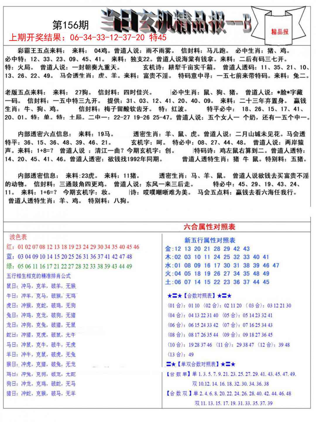 156期当日玄机精品报B[图]