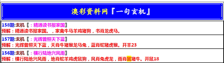 158期澳门一句玄机[图]