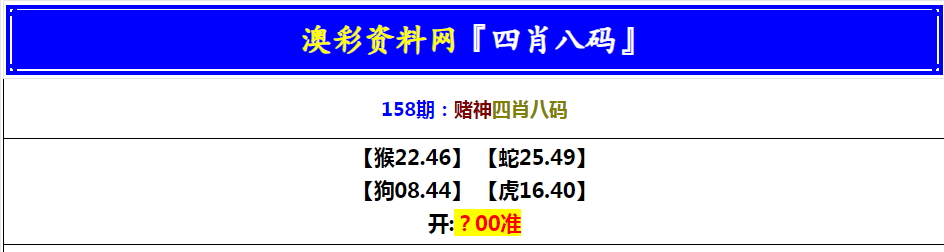 158期赌神四肖八码[图]