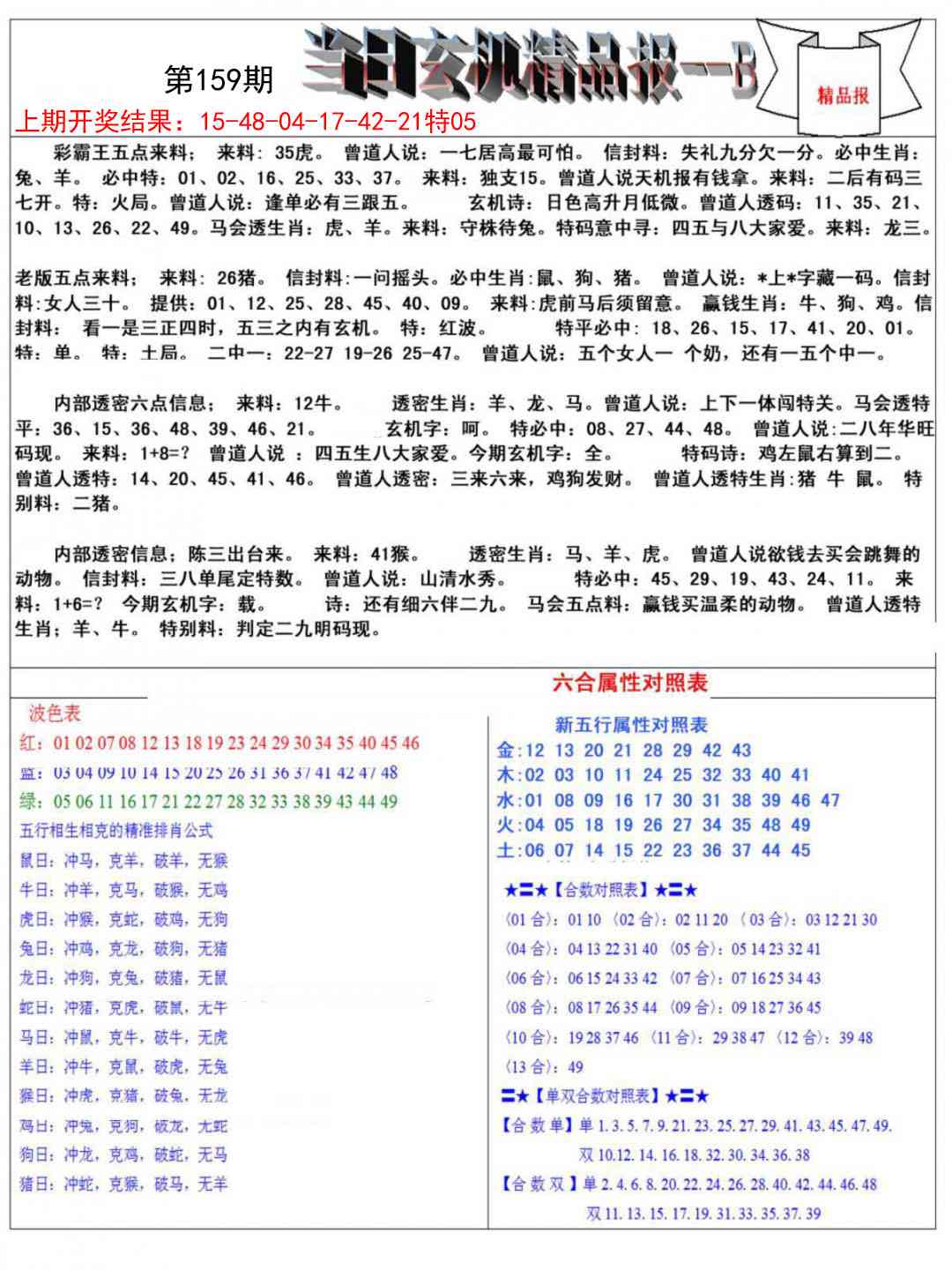 159期当日玄机精品报B[图]