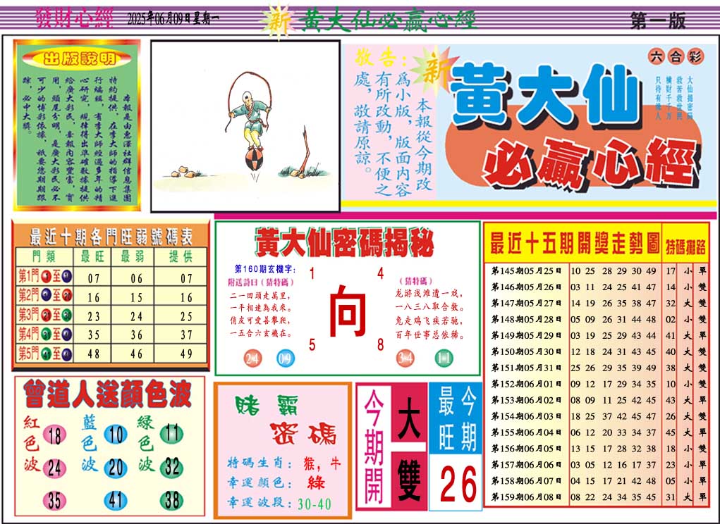 160期黄大仙必赢心经A[图]