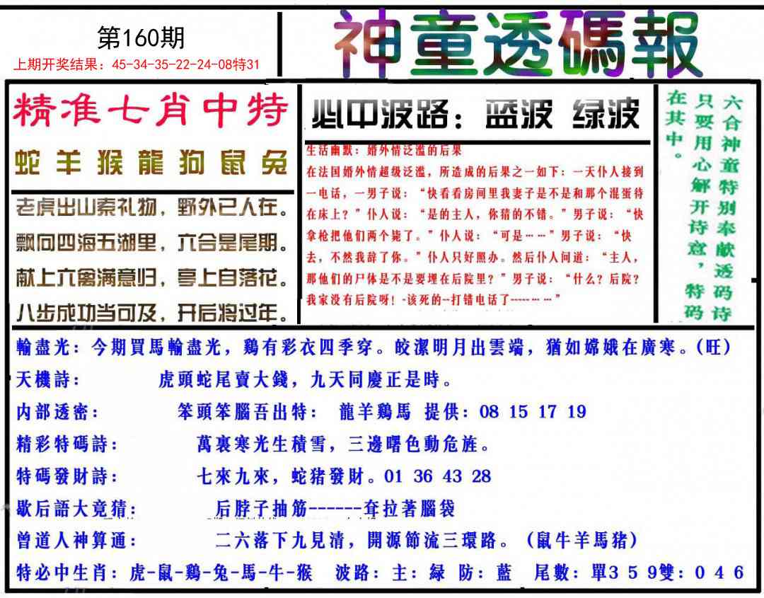 160期神童透码报[图]