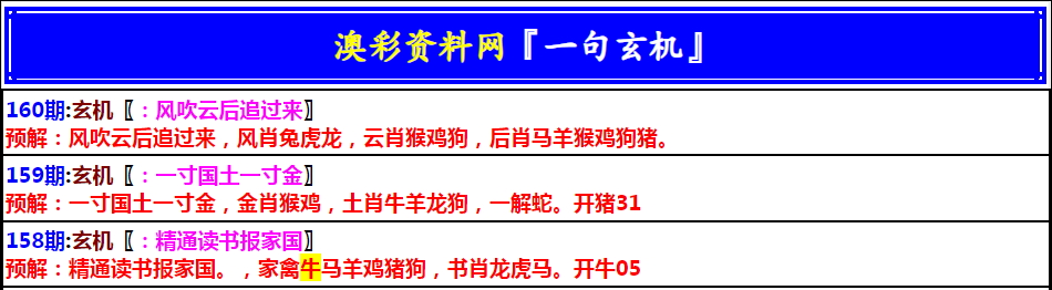 160期澳门一句玄机[图]