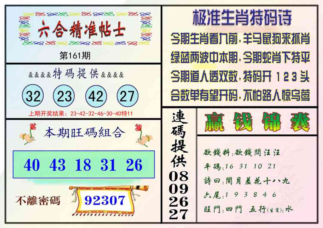 161期精准贴士[图]