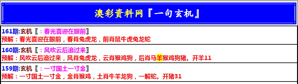 161期澳门一句玄机[图]