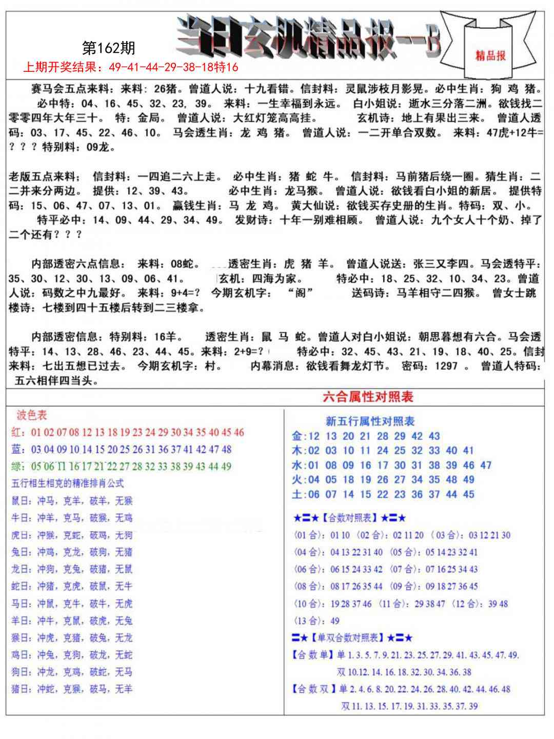 162期当日玄机精品报B[图]