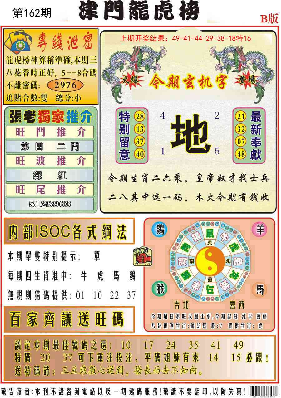 162期津门龙虎榜B[图]