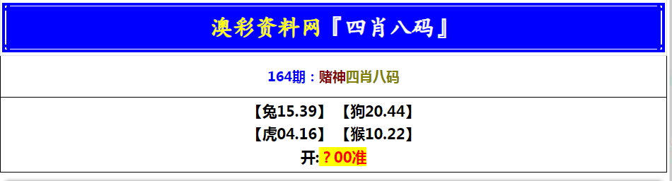 164期赌神四肖八码[图]