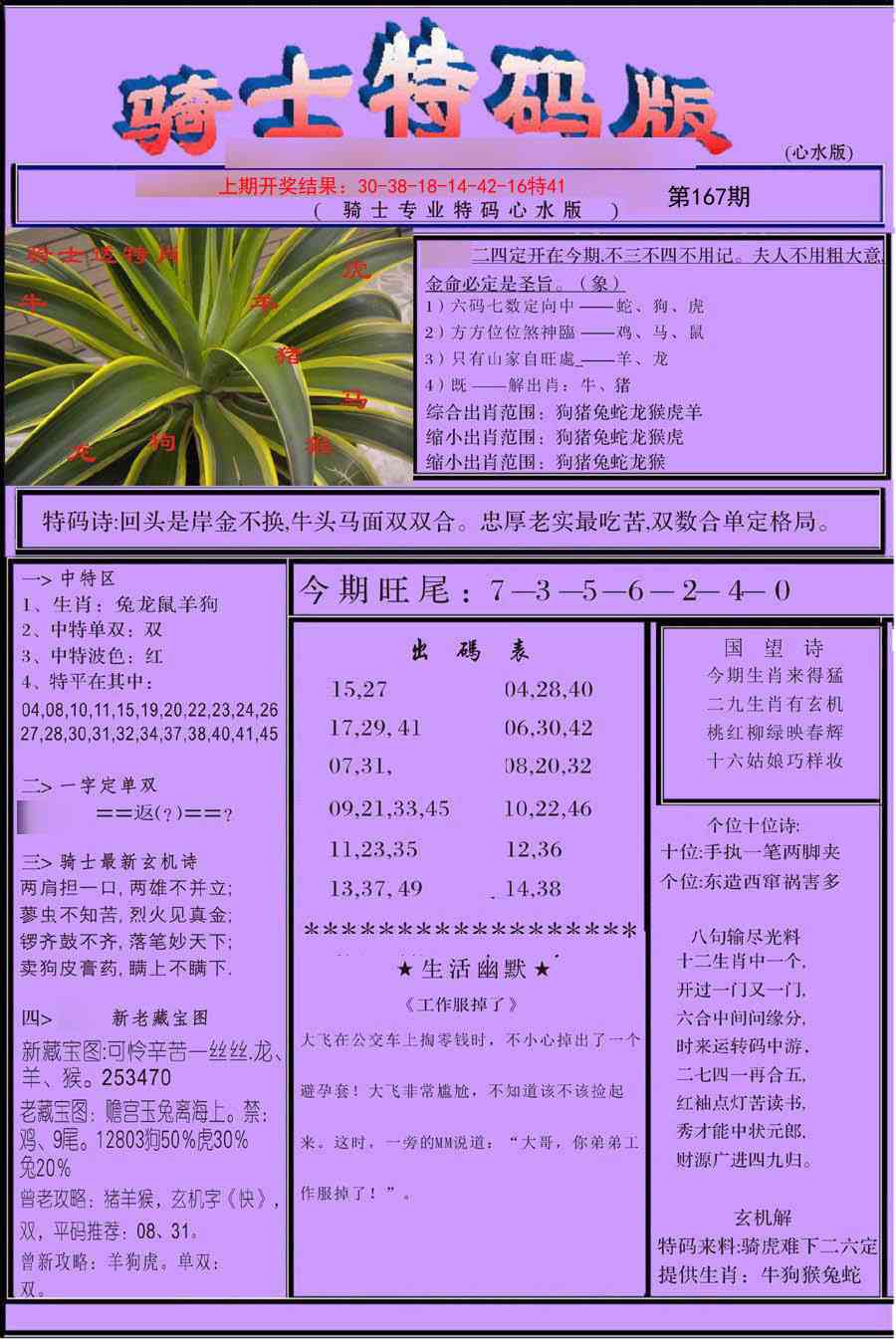 167期骑士特码版[图]