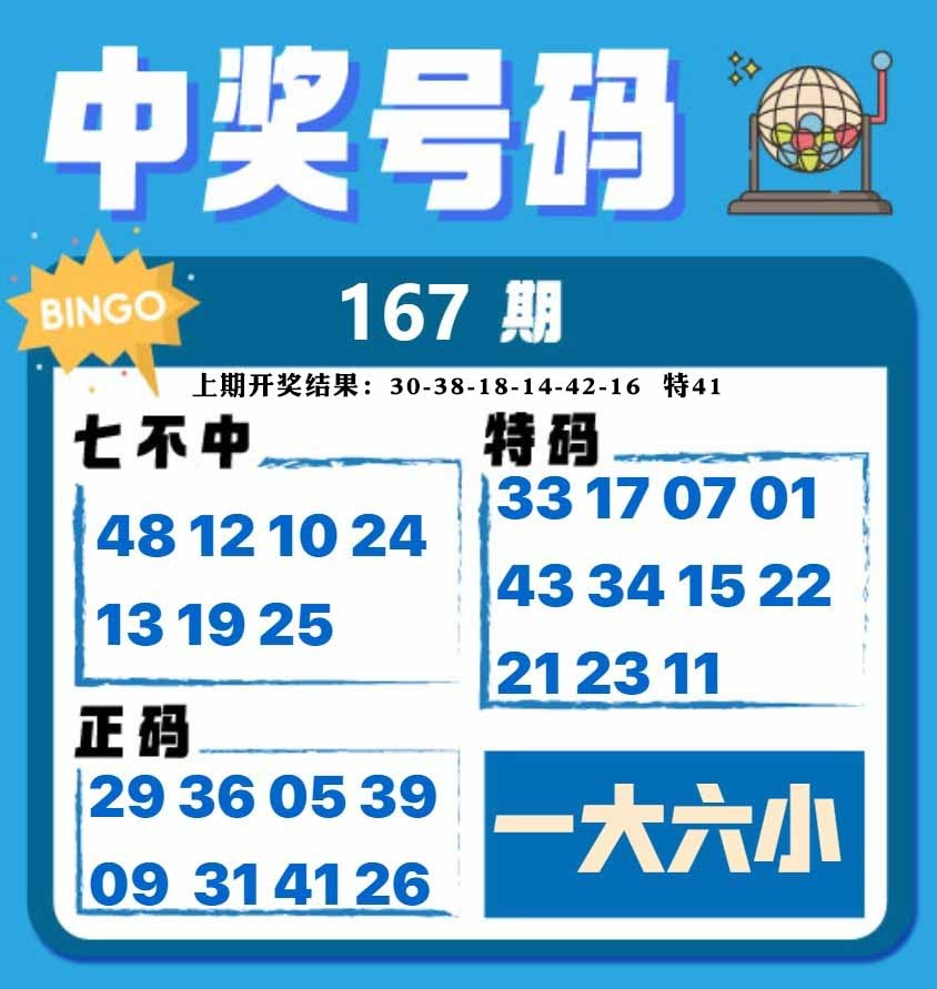 167期中奖号码[图]