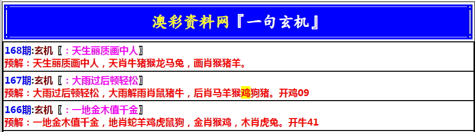 168期澳门一句玄机[图]