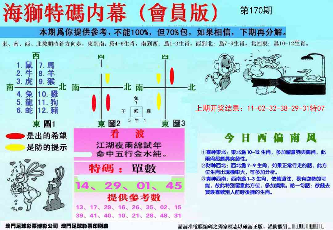 170期另版海狮特码内幕报[图]
