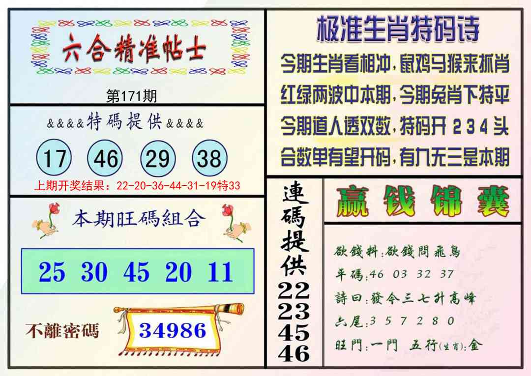 171期精准贴士[图]