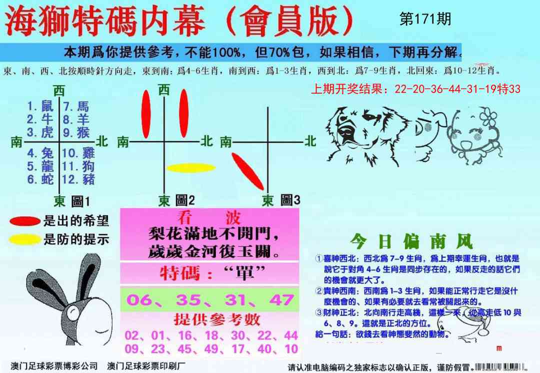 171期海狮特码会员报[图]