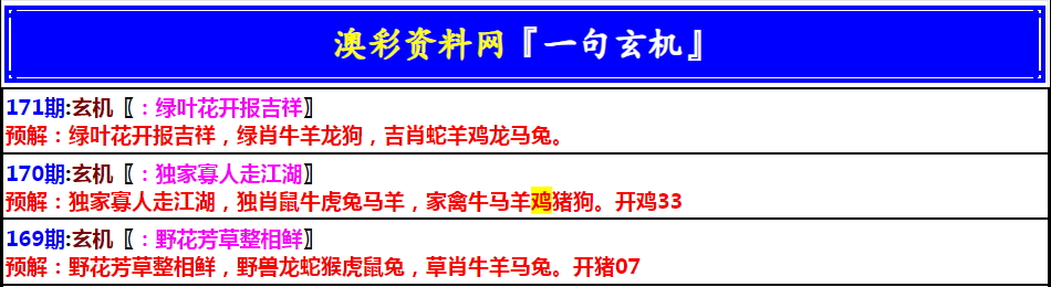 171期澳门一句玄机[图]