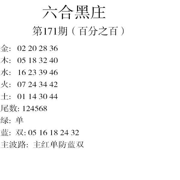 171期六合黑庄[图]