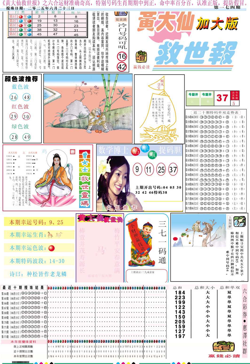 174期黄大仙救世A加大版[图]