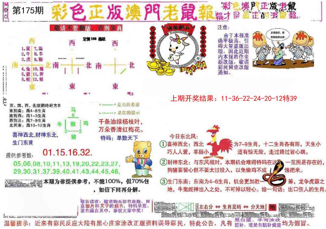 175期彩色正版澳门老鼠报[图]