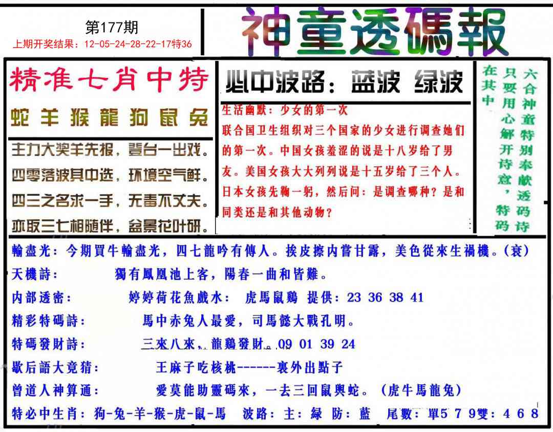 177期神童透码报[图]