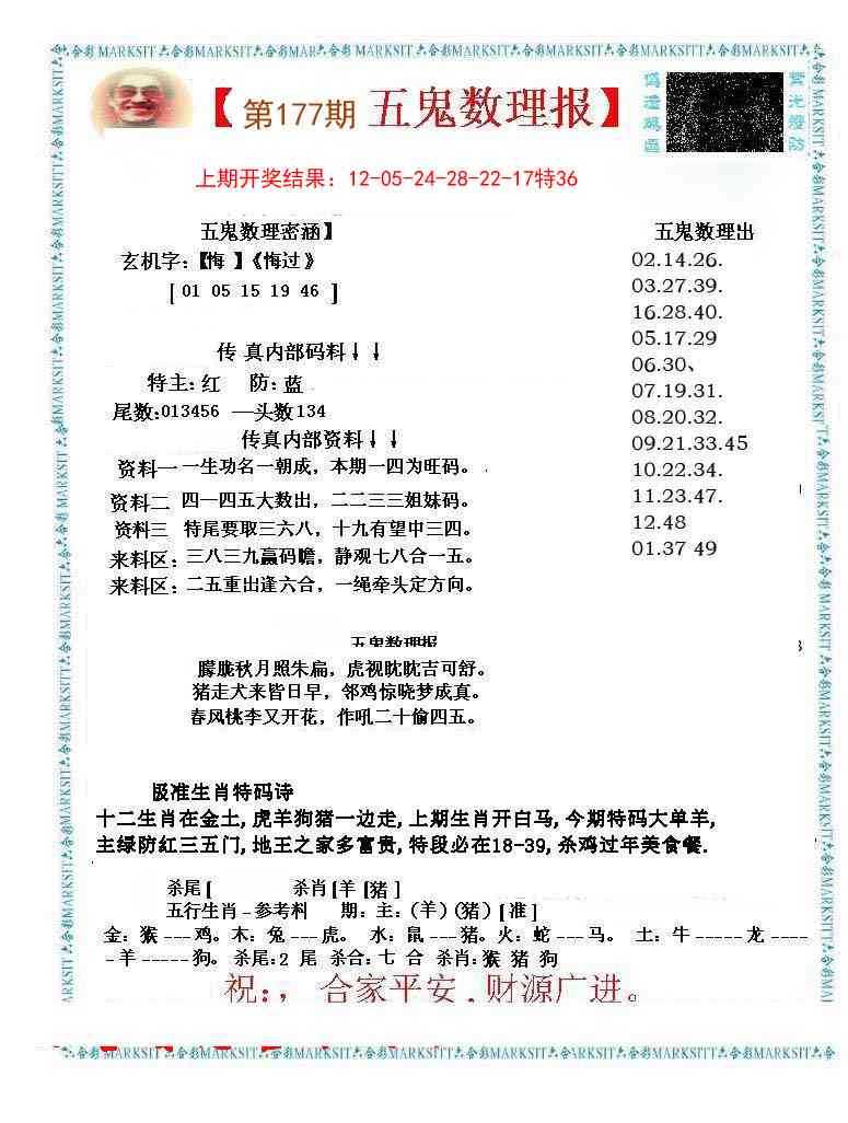 177期五鬼数理报[图]