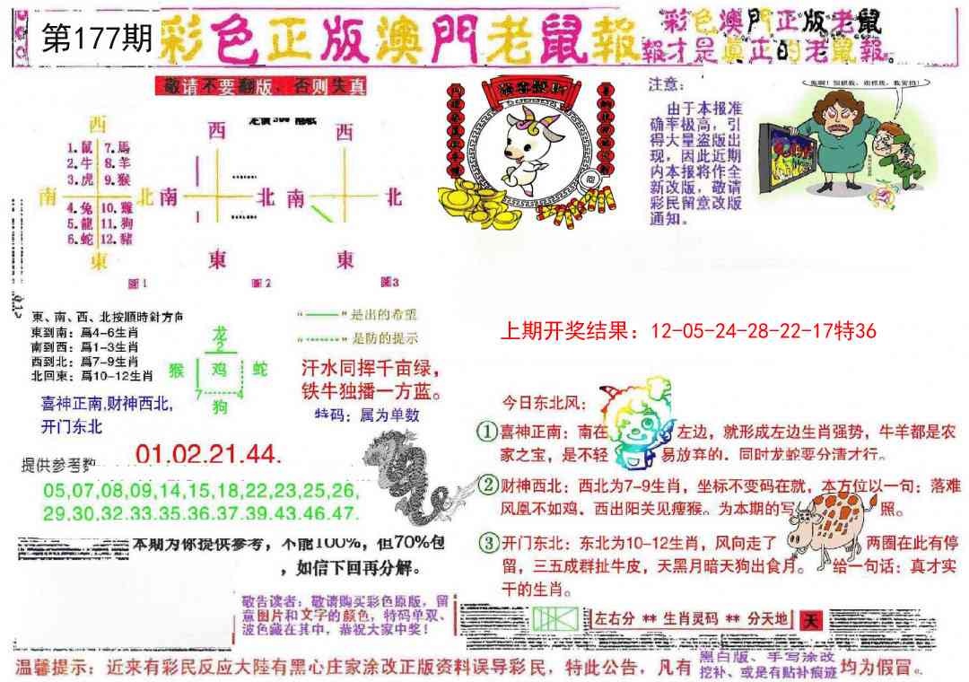 177期彩色正版澳门老鼠报[图]