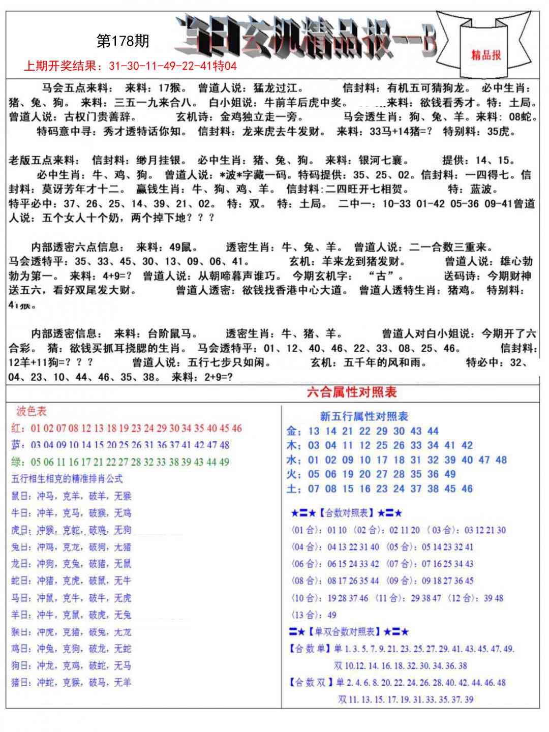 178期当日玄机精品报B[图]