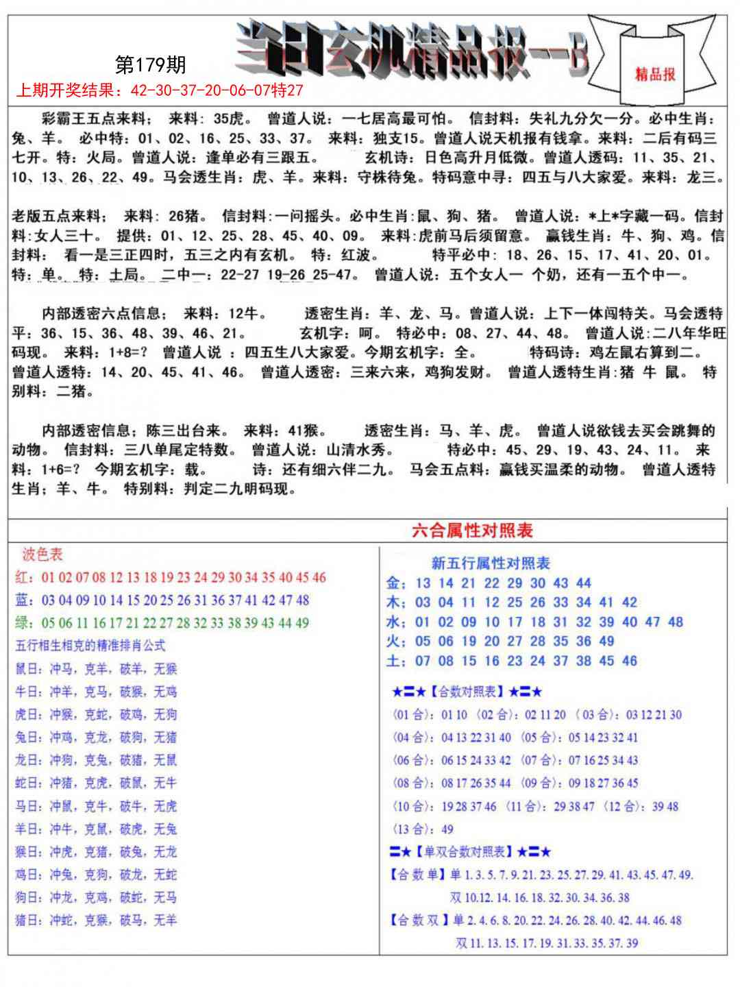 179期当日玄机精品报B[图]