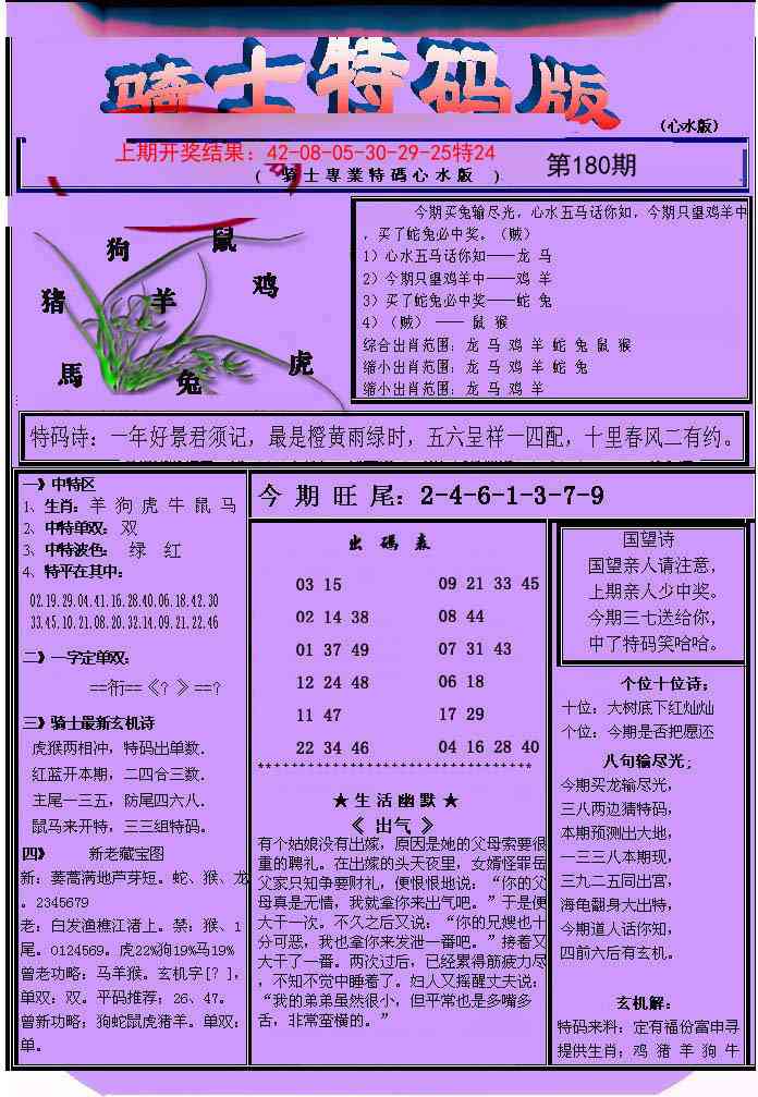 180期骑士特码版[图]