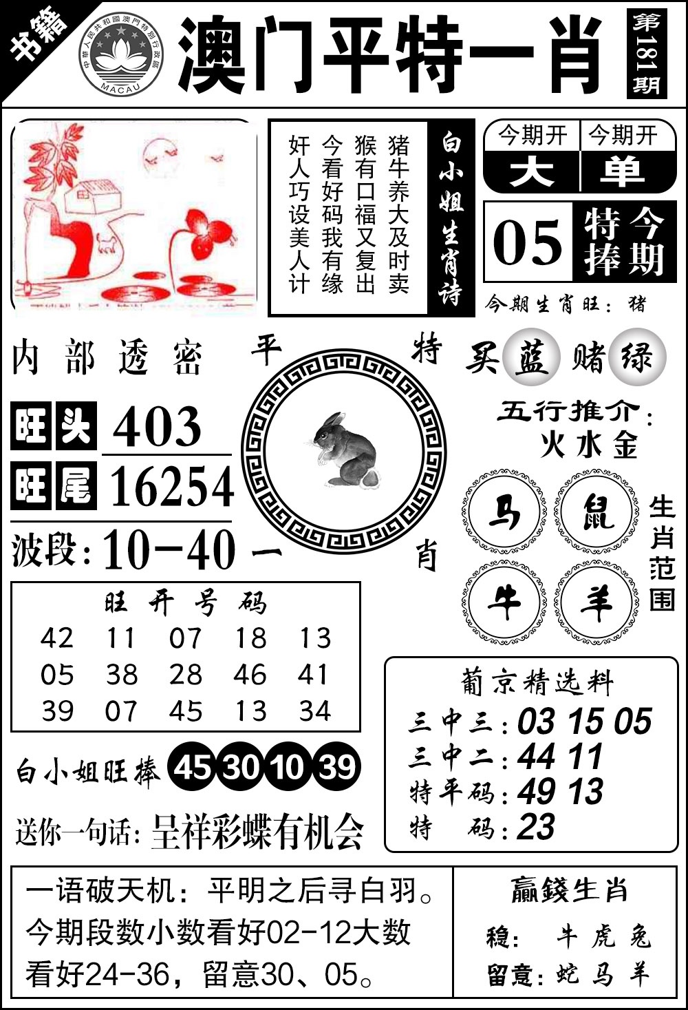 181期澳门内部透密[图]