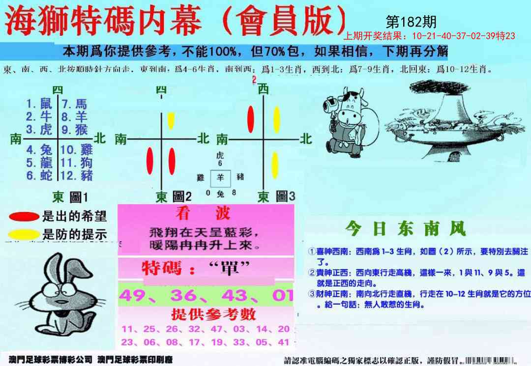 182期另版海狮特码内幕报[图]