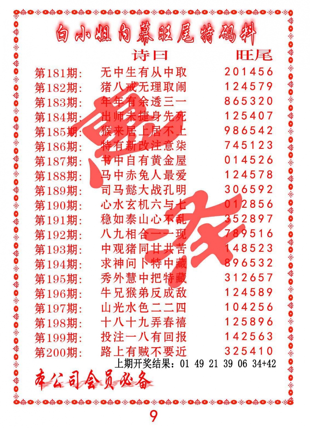 183期内幕旺尾特码料[图]