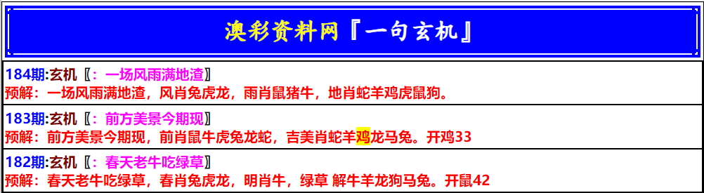 184期澳门一句玄机[图]