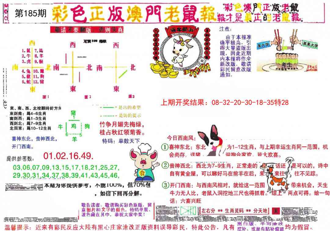 185期彩色正版澳门老鼠报[图]
