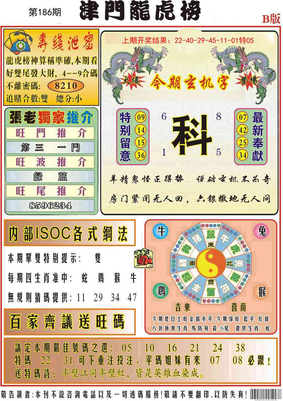 186期津门龙虎榜B[图]