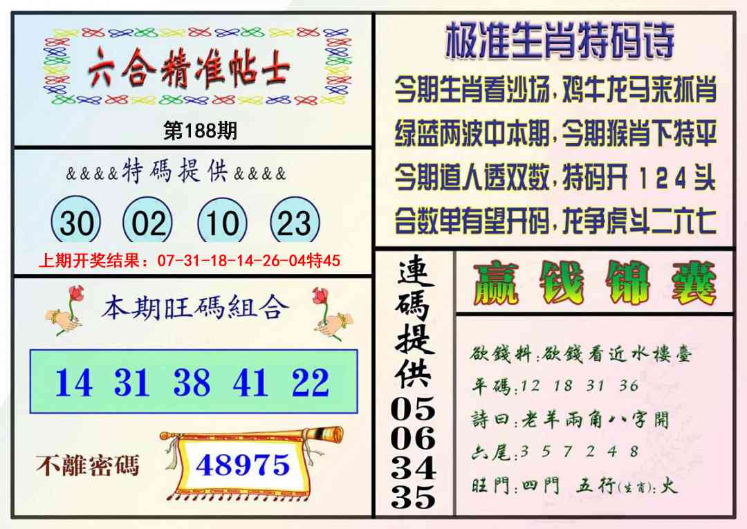 188期精准贴士[图]