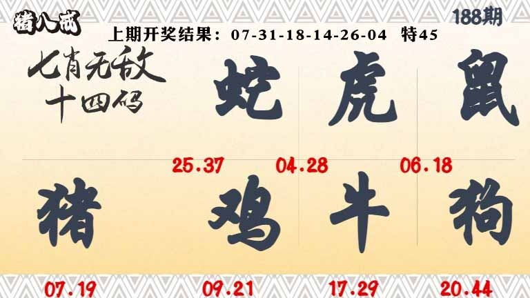 188期七肖无敌14码[图]