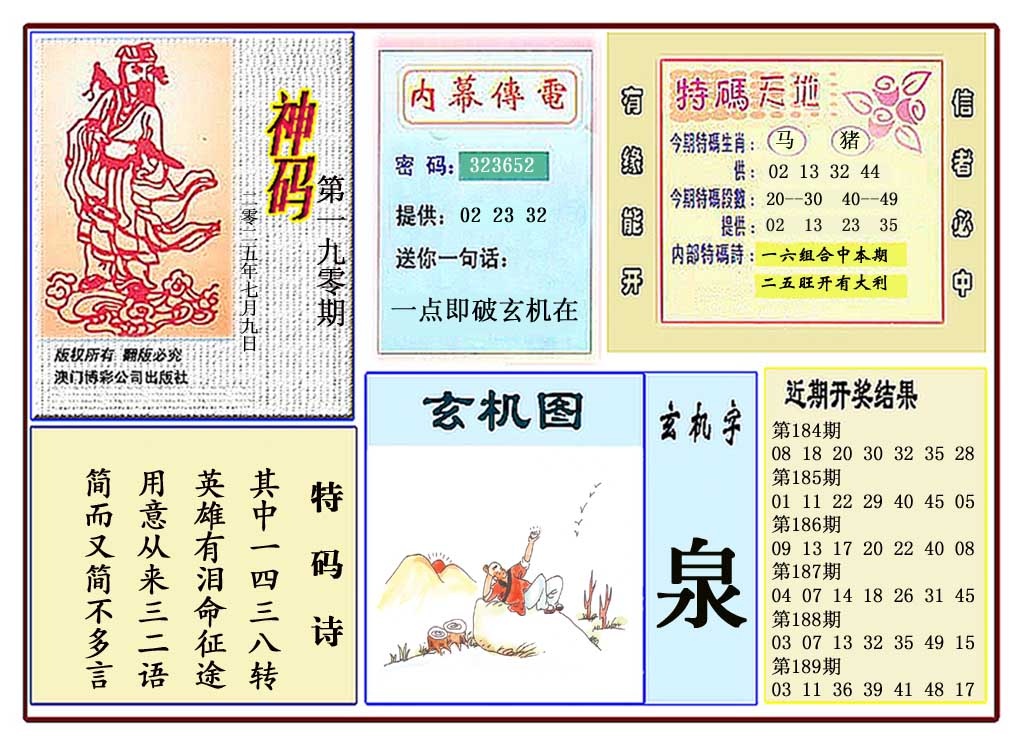 190期黄大仙神码[图]