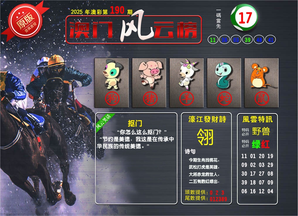 190期澳门风云榜[图]