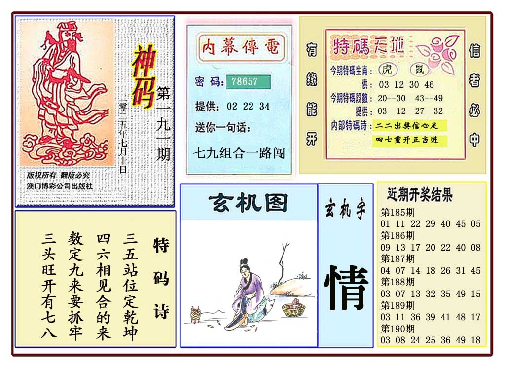 191期黄大仙神码[图]