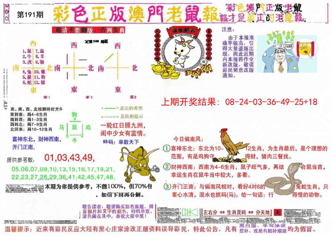 191期彩色正版澳门老鼠报[图]
