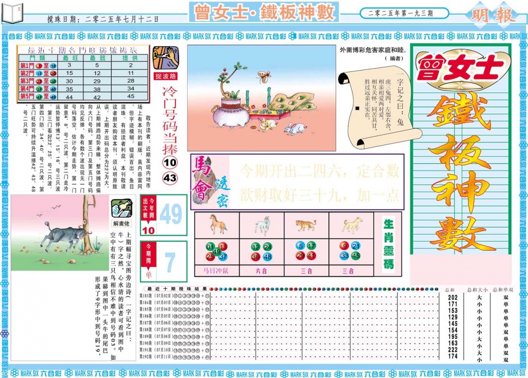 193期曾女士铁板神数A[图]