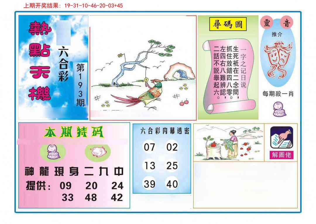 193期热点天机[图]