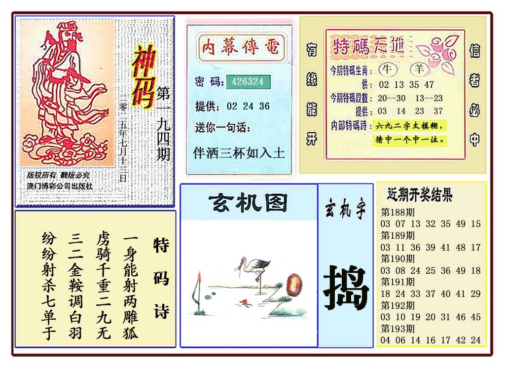 194期黄大仙神码[图]