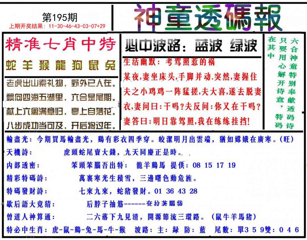 195期神童透码报[图]