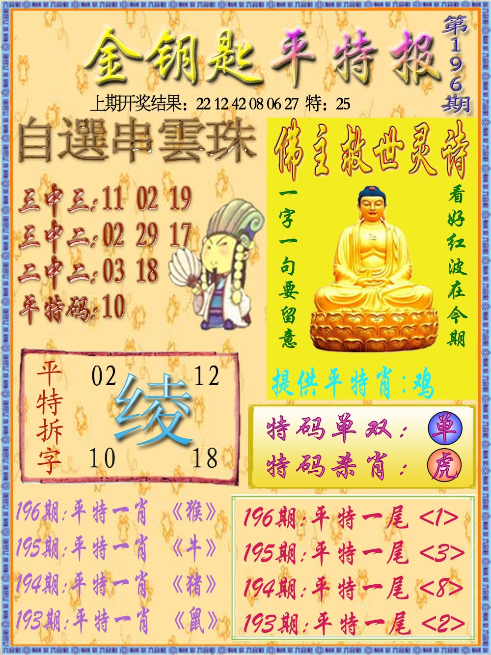 196期金钥匙平特报[图]