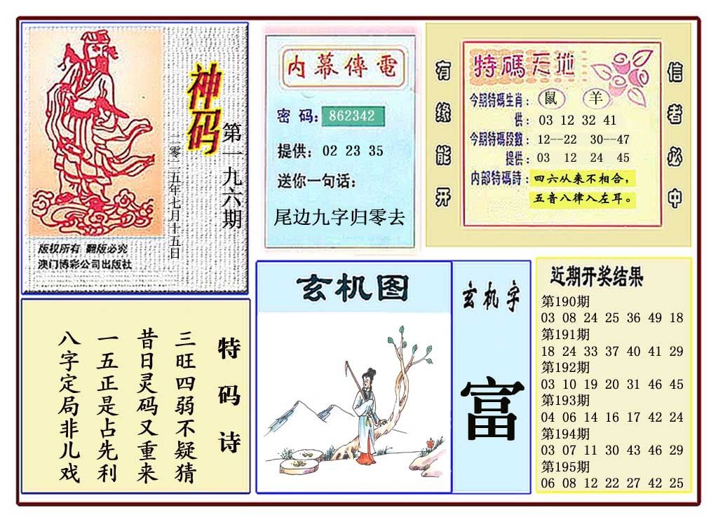 196期黄大仙神码[图]