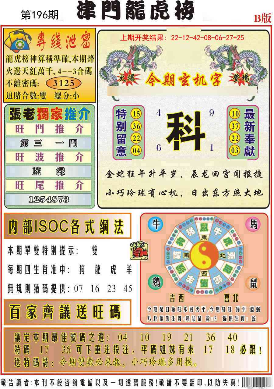 196期津门龙虎榜B[图]