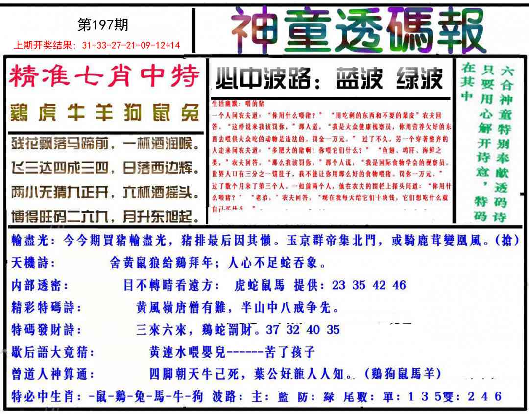 197期神童透码报[图]