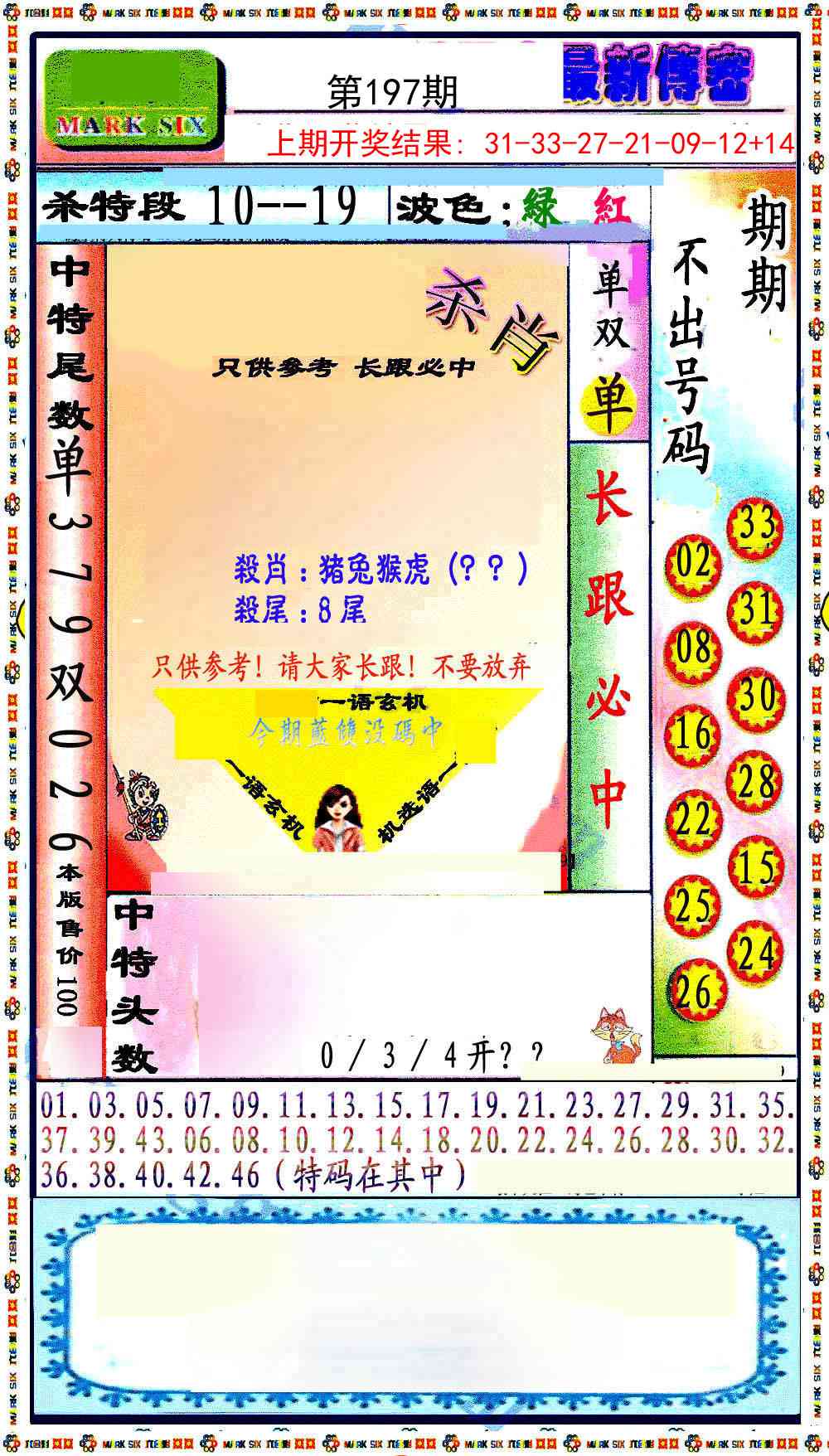 197期最新传密绝杀6肖[图]